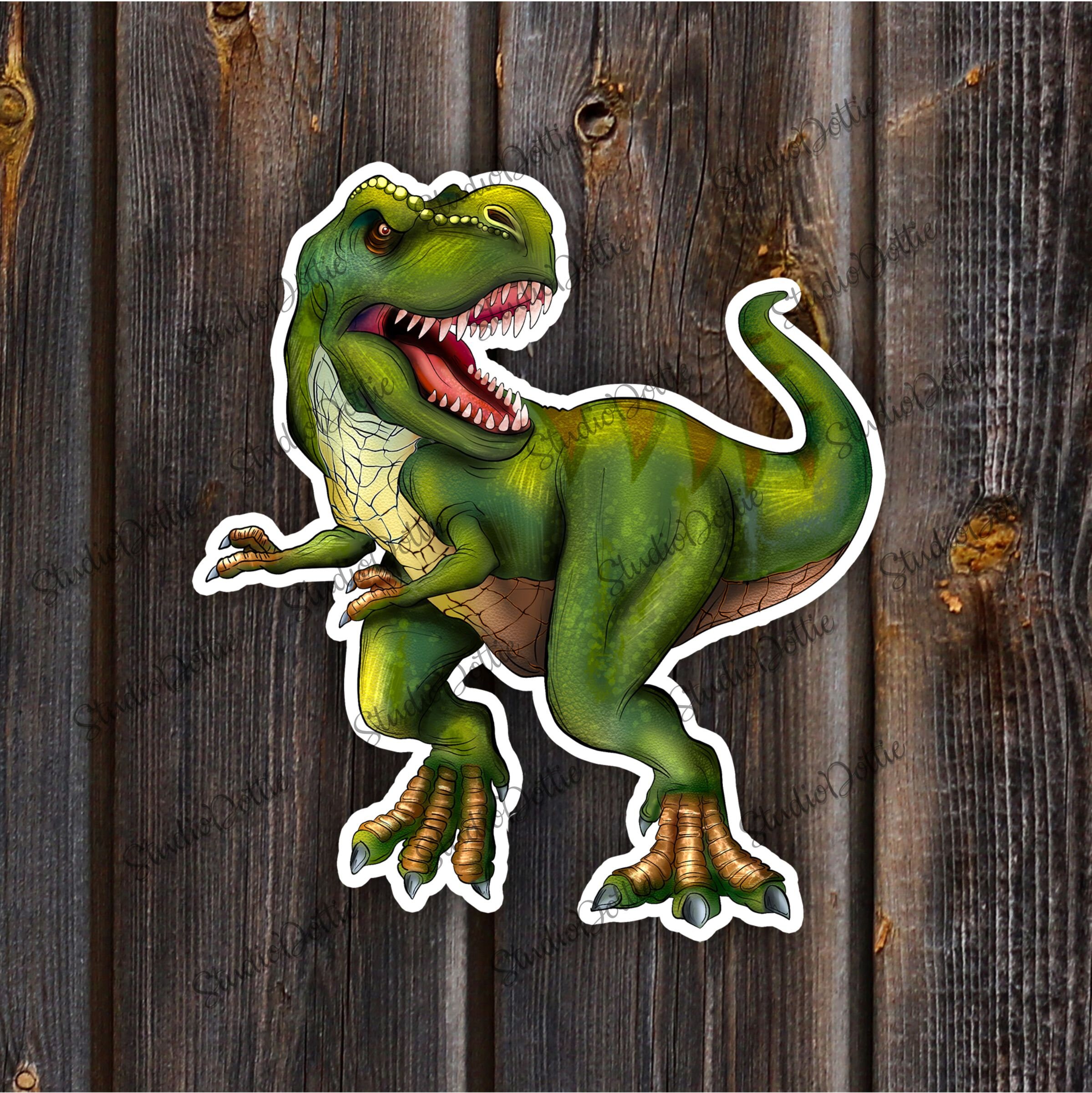 T-REX Dinosaur Sticker, Tyrannosaurus, Vibrant Colorful Fun Sticker ...