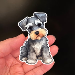 Sticker chien schnauzer nain, stickers, sticker amusant, vinyle autocollant, rentrée des classes, cadeau pour propriétaire d'animal de compagnie, chien toutou, cadeau pour vétérinaire