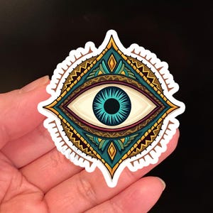 KWADE OOG | Vinyloverdrukplaatjesticker, sticker voor dagboek, planners, bescherming, vriendschap cadeau, mooi leven, beterschap, talisman, cadeau voor haar