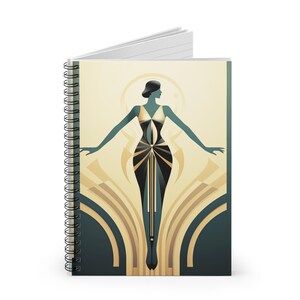 ART DECO Inspired Spiral Notebook | Elegant Vintage Design | 6x8 ~ 118 Ruled Line Pages | Perfect for Journaling, Goal Setting & Creativity