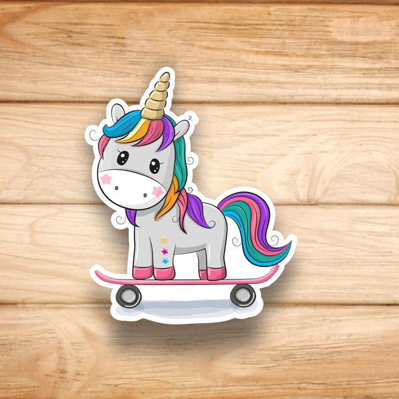 Autocollant Sticker Decal Hipster Unicorn Licorne Art Colorful Skateboard FPU106 