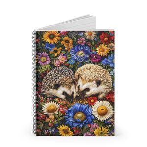 WILLIAM MORRIS Inspired Spiral Notebook | Charming Hedgehogs | 6x8 ~ 118 Ruled Line Pages | Vibrant Design Notes | Journaling Gift Ideas