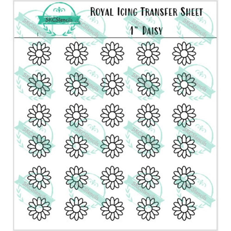 1 Daisy Royal Icing Transfer Sheet PDF Etsy