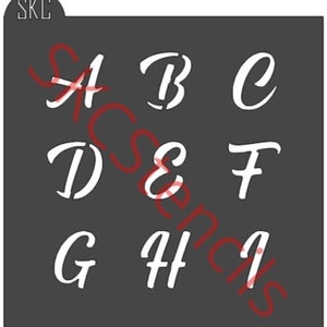 3 Part Script Letters Stencil SVG