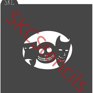 Creepy Kids With Mask Stencil SVG
