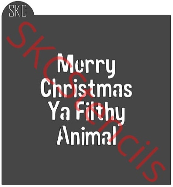Download Merry Christmas Ya Filthy Animal Stencil Svg Etsy PSD Mockup Templates