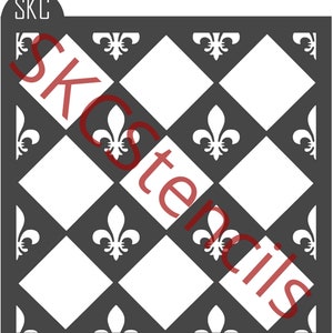 Fleur De Lis Checkered Stencil SVG