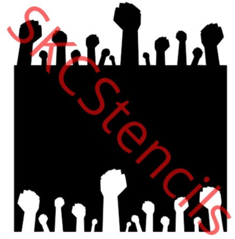Double Sided Raised Fist Stencil SVG - Etsy