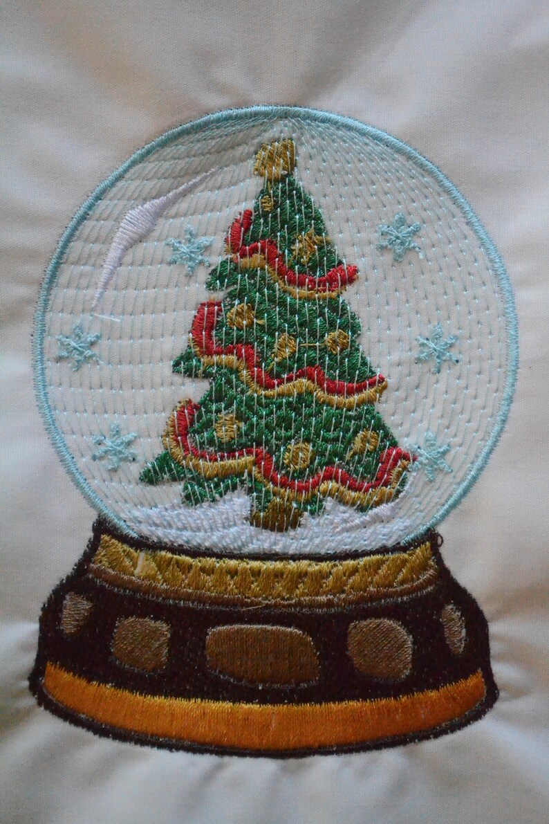 Christmas tree snow globe machine embroidery design simulated  etsy Christmas tree snow globe machine embroidery design simulated  etsy