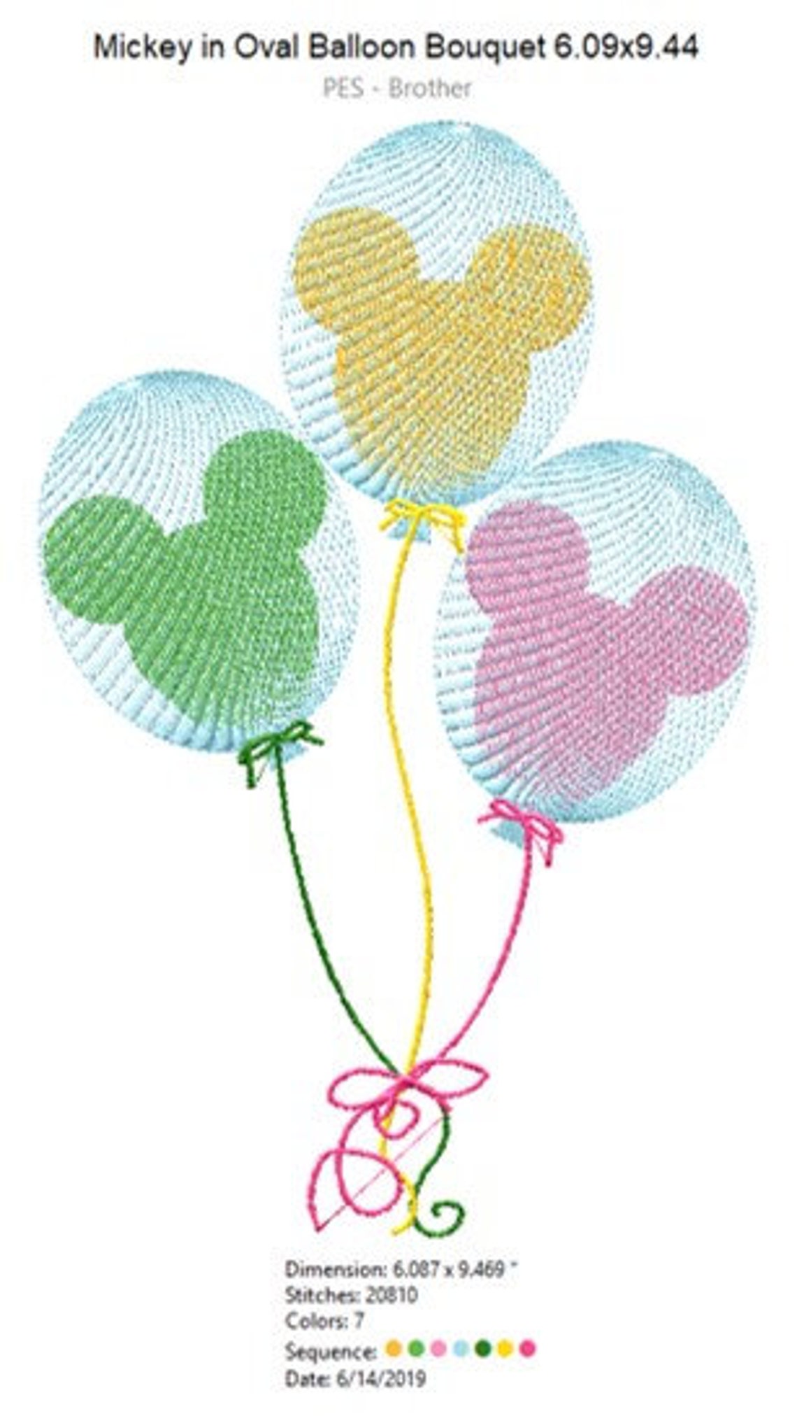 Mickey Ballooninballoon Bouquet Machine Embroidery Design 3 Etsy