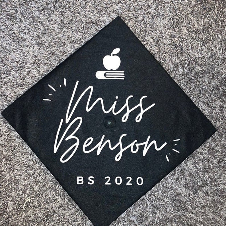 Customized Teacher Graduation Cap Decal Graduation Cap Iron Etsy