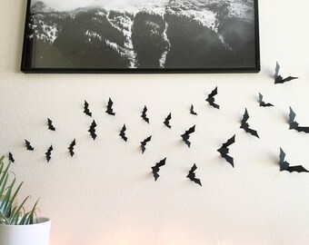 Black Halloween Bats - Halloween Decor, Bat Decor, Halloween Wall Decor, Bat Cutouts, Pop-up Bats, Wall Bats, Haunted House Decor, Bats