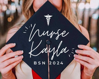 Customized Nursing Graduation Cap Decal - Graduation Cap Iron On, Personalized Graduation Cap, Nursing Grad Cap, RN Nurse Graduation Cap