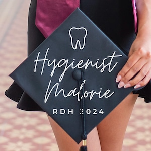 Customized Dental Hygienist Graduation Cap Decal - Graduation Cap Iron On, Personalized Graduation Cap, Dental Hygienist Grad Cap