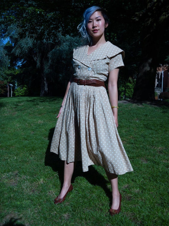 Big Peter Pan Collar 1950s Cotton Dress