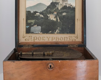 Polyphon Musix Box ca. 1900 que incluye 10 discos