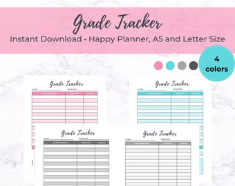 Student Grade Tracker Printable, School Planner, Bullet Journal Printable, Student Organizer, College Planner - A5, Happy Planner, & Letter