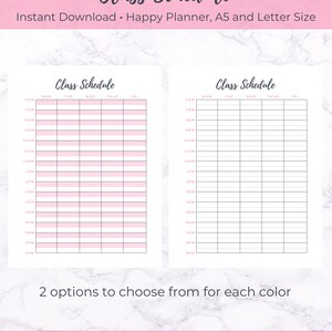 Student Class Schedule Printable School Schedule Printable | Etsy
