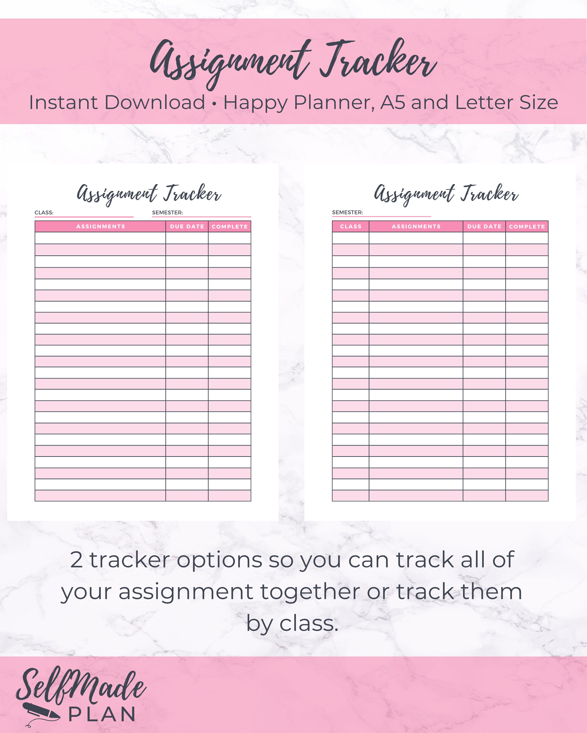 assignment tracker etsy