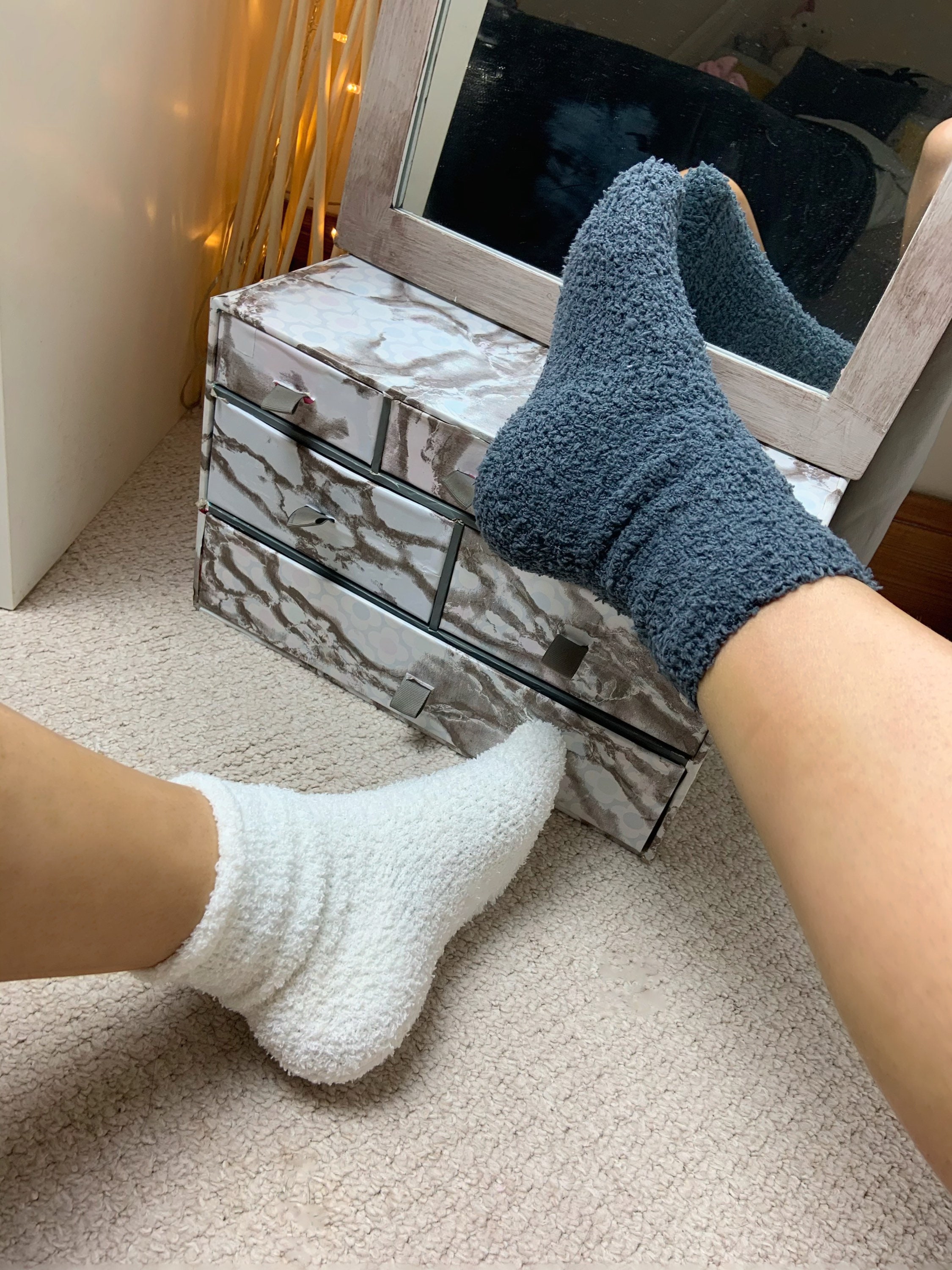 Pack of 2 fluffy socks unisex grey & white stocking fillers Etsy