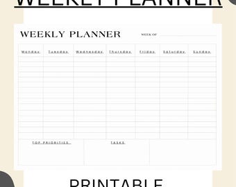 digital and printable weekly planner minimalistic