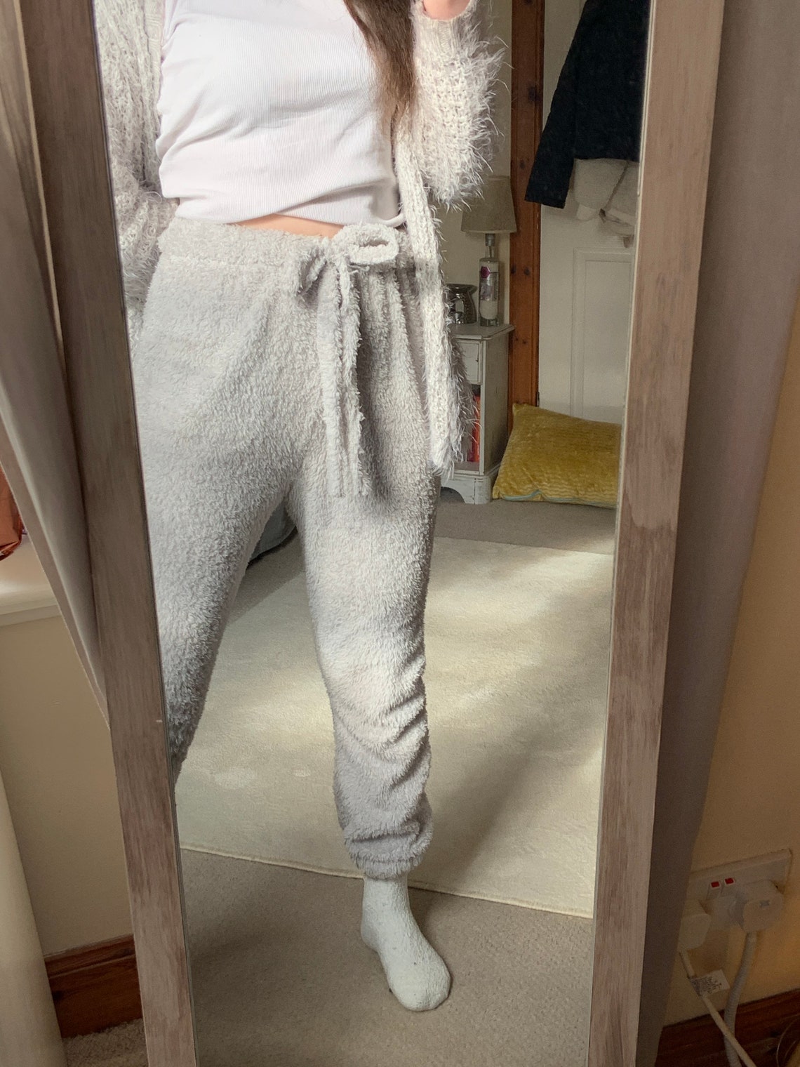Crop Hoodie Joggers & matching scrunchies. Fluffy Lounge wear | Etsy