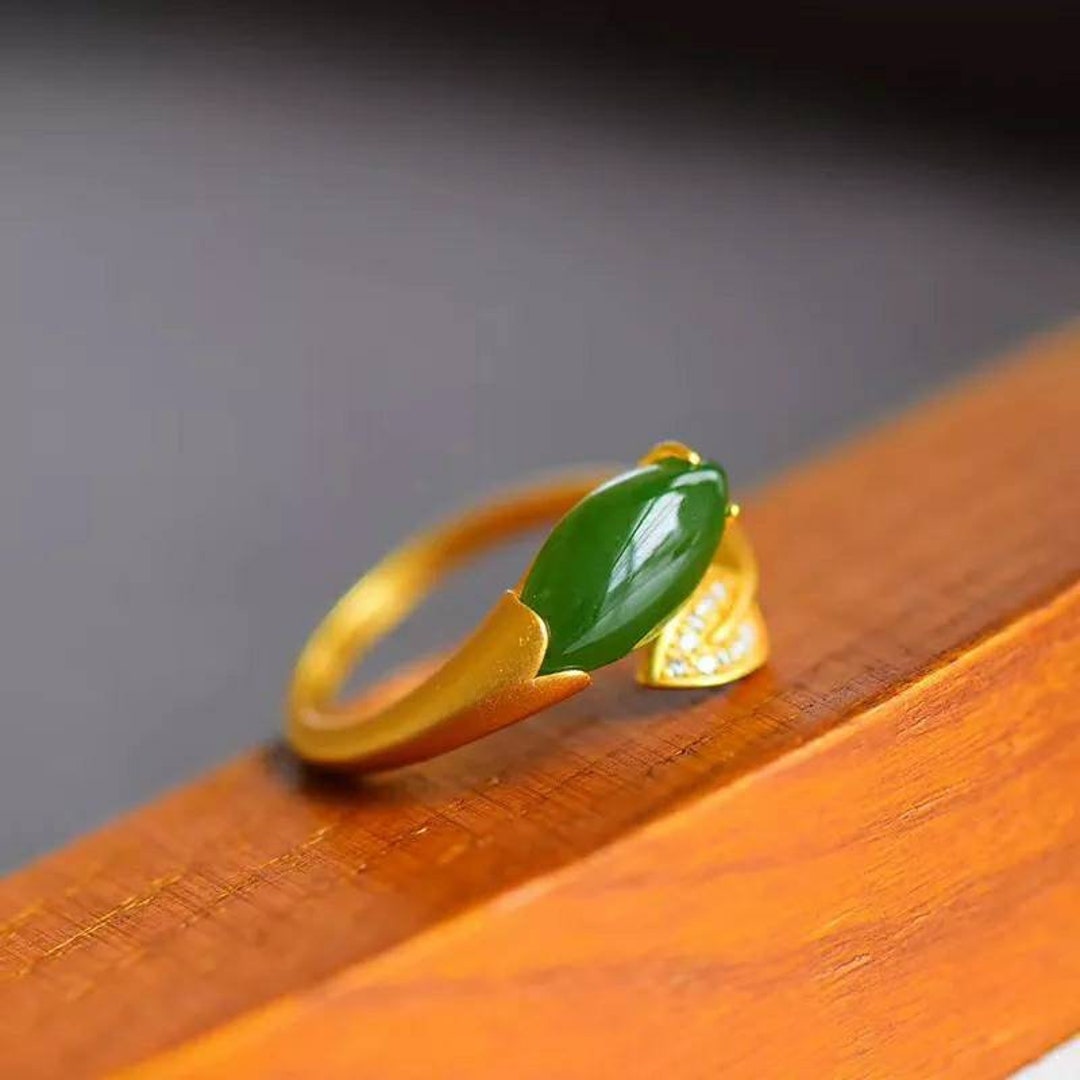 Natural Jade Ring, Hetian Jade Ring, Ancient Style Ring, Adjustable