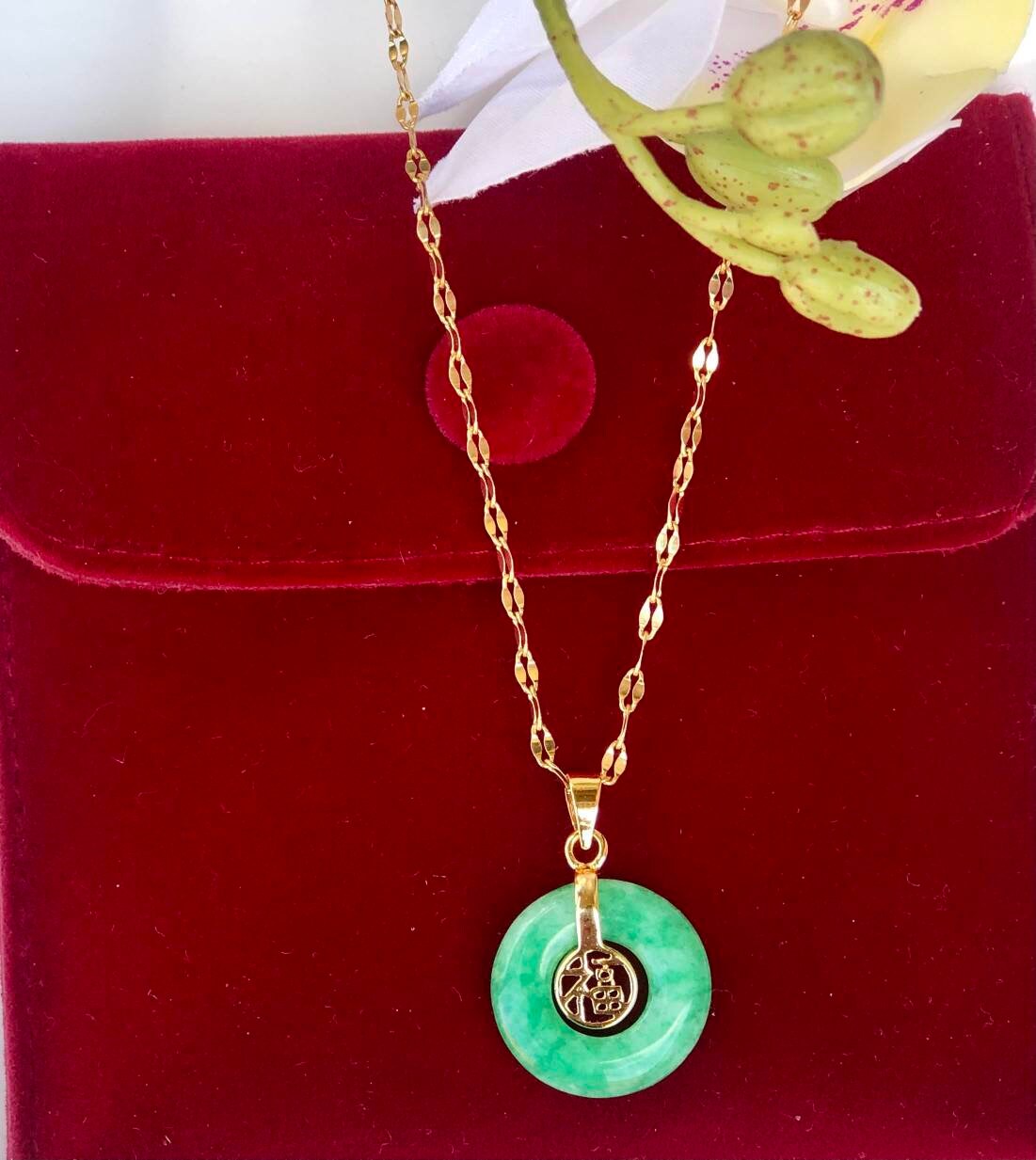 Jade Necklace Love Character Green Jade Etsy
