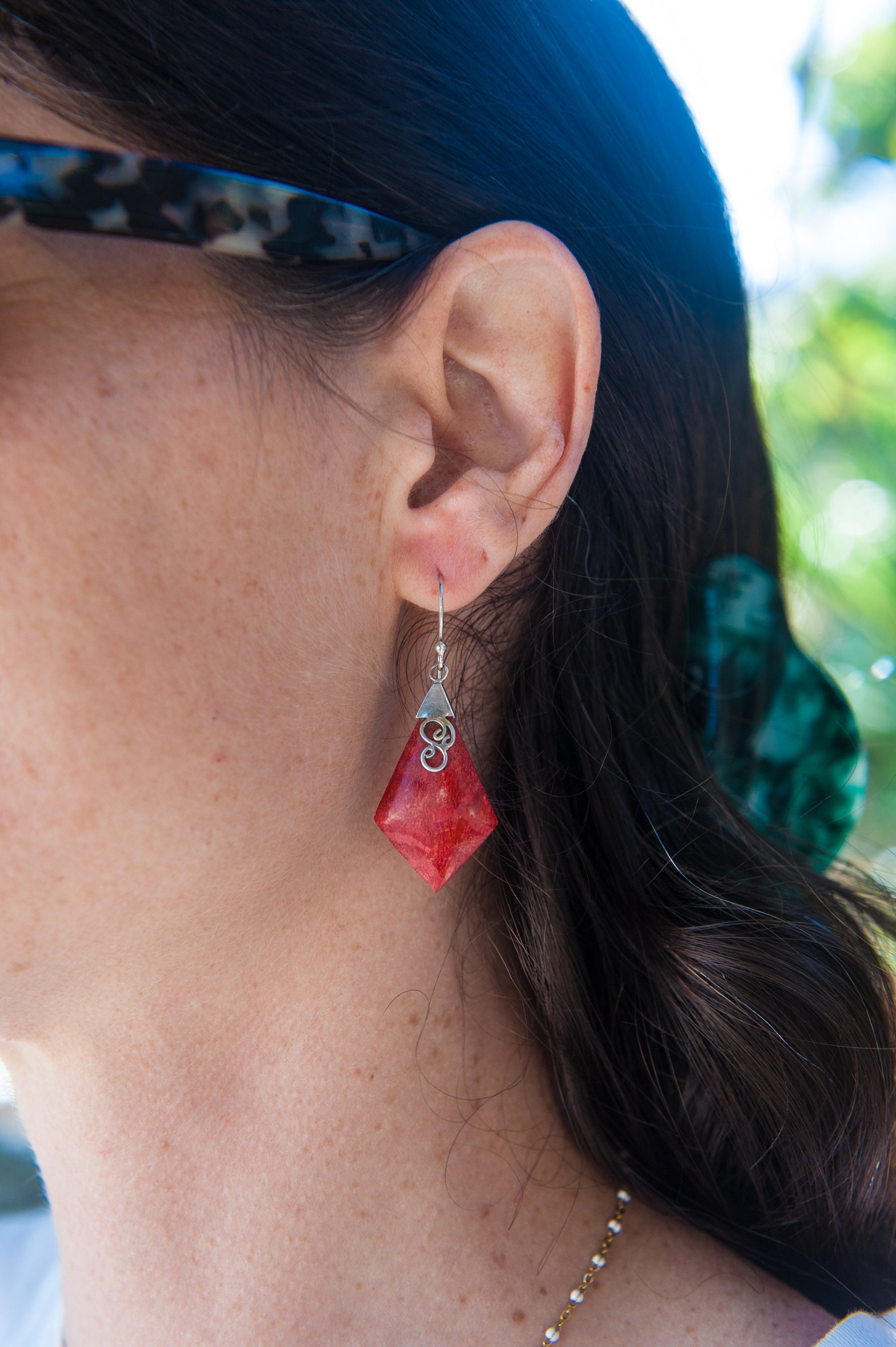 Boucles D'oreilles Pendantes Argent 925 Corail Adastra - Neuves Avec étiquette