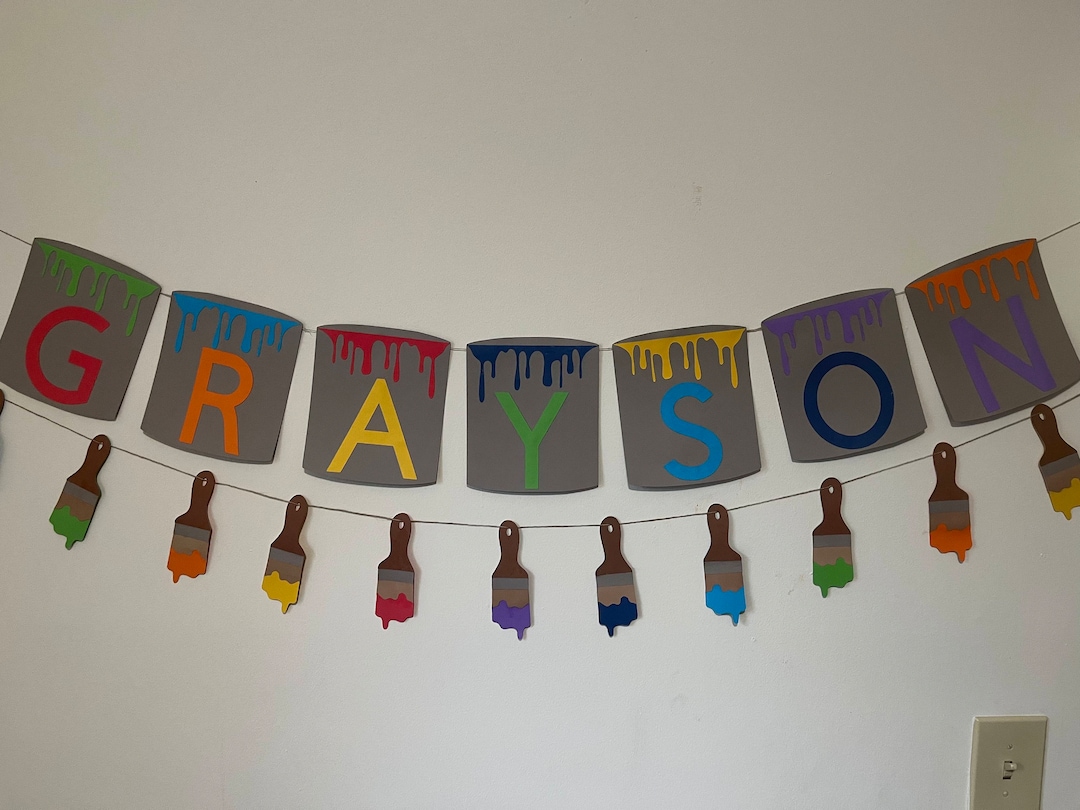 Art Party Decorations Paint Can Banner Paint Brush Garland and Etsy