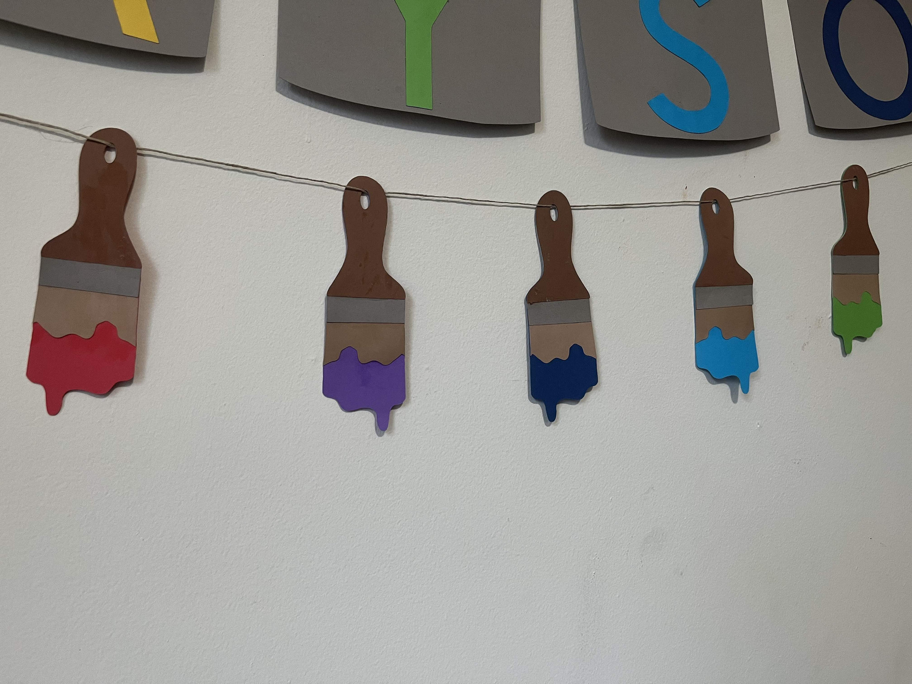 Art Party Decorations Paint Can Banner Paint Brush Garland and Etsy