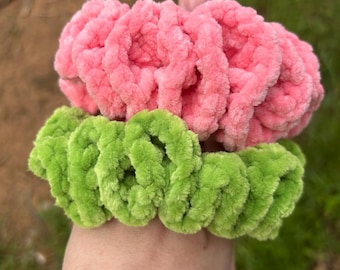 Handmade Chenille Crochet Scrunchie - Custom Hair Tie
