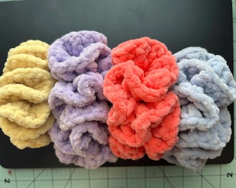 Handmade Chenille Crochet Scrunchie - Custom Hair Tie