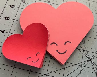 Bloc de notas con forma de corazón, linda cara sonriente, papelería hecha a mano, adorable regalo, bloc de notas de amor, accesorio de escritorio para la vuelta al cole, universidad, día de San Valentín