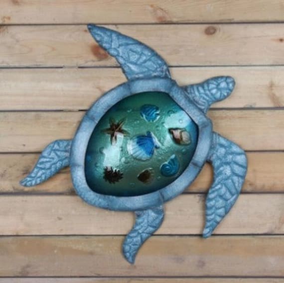 Metal Blue Turtle Wall Art for Garden Garden Decoration Etsy