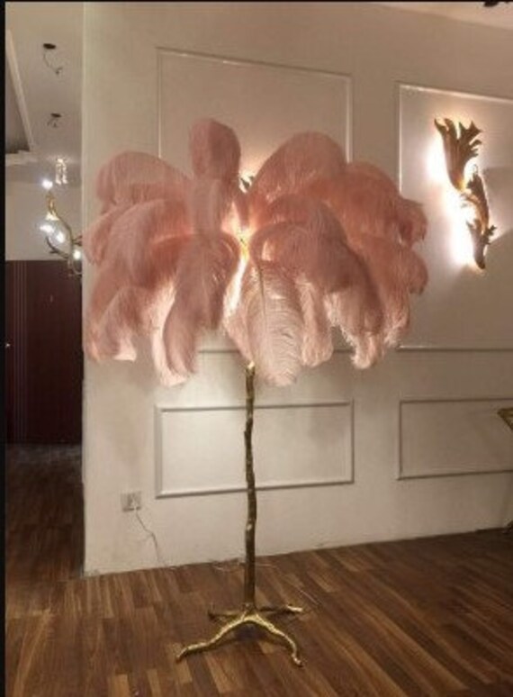 pink feather floor lamp
