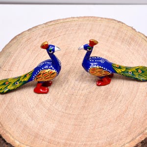 Set of 2 Metal Peacocks for Altar Decoration, Decoration for Altar - Hand Painted Metal statu