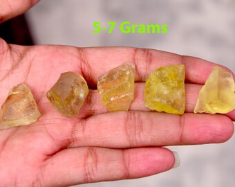 Piedra preciosa de cuarzo limón en bruto, rocas de cristal curativo de cuarzo limón natural en bruto, piedra preciosa suelta (aprox. 5-7 gramos)