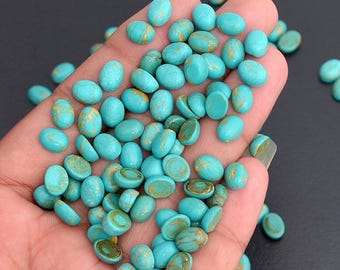 Lote de cabujones de turquesa de cobre de 8 x 6 mm, gema suelta ovalada de turquesa de cobre (varias opciones).