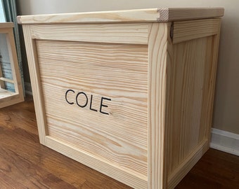 Personalized Wood Toy Box, Custom Baby Keepsake Chest