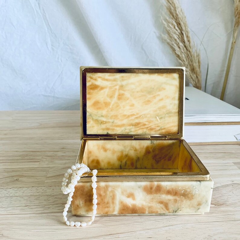 Vintage Gold Marble Jewellery Trinket Box