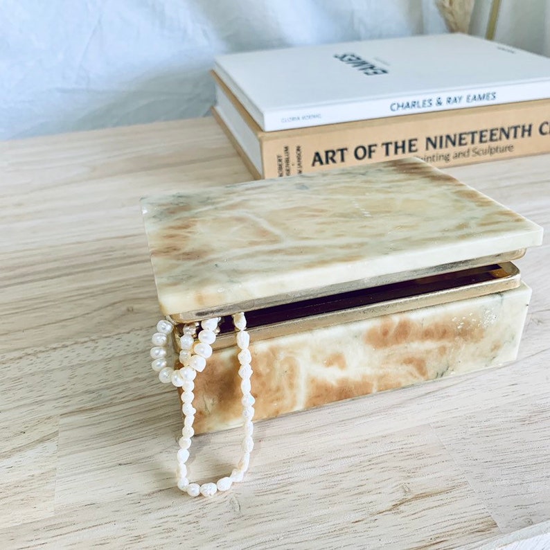 Vintage Gold Marble Jewellery Trinket Box
