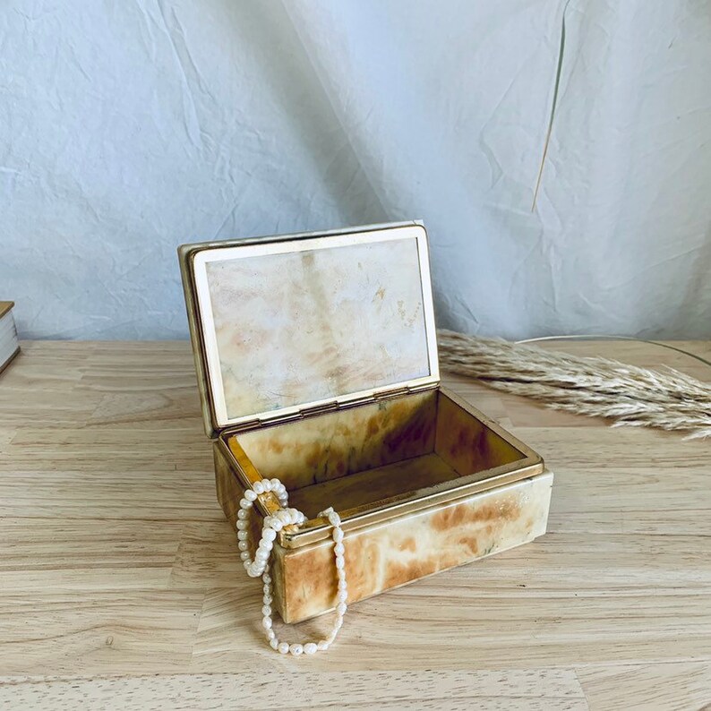 Vintage Gold Marble Jewellery Trinket Box