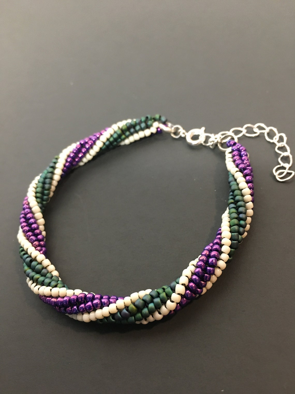 Beaded Bracelet Twisted Herringbone Weave Etsy