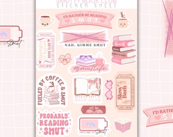 Smut Sticker Sheet with 16 Planner Stickers, Book Club Merch, 5x'7"