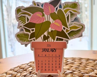 2026 Desktop Calendar with Stand | Monthly Plant Lover Calendar
