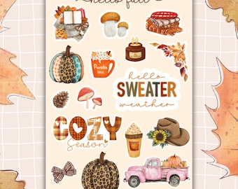 Cozy Fall Sticker Sheet: 16 Seasonal Planner Stickers