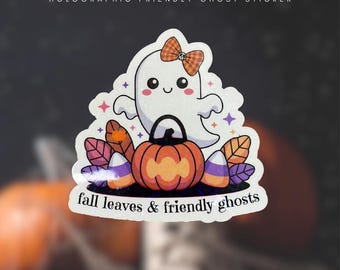 Holographic Ghost Vinyl Sticker – Kawaii Halloween
