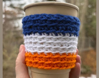 Edmonton Oilers Themed Cup Cozy - Crotched Coffee Sleeve | Hockey Merch Christmas Gift | Stocking Stuffer