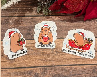 Christmas Capybara sticker set | Stocking stuffer gift set | decals